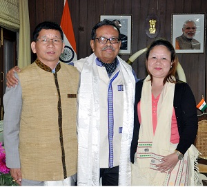 The Governor of Arunachal Pradesh, Shri JP Rajkhowa With Chief Minister, Shri. Kalikho Pul and his Wife at Raj Bhavan, Itanagar on 20th February 2016.